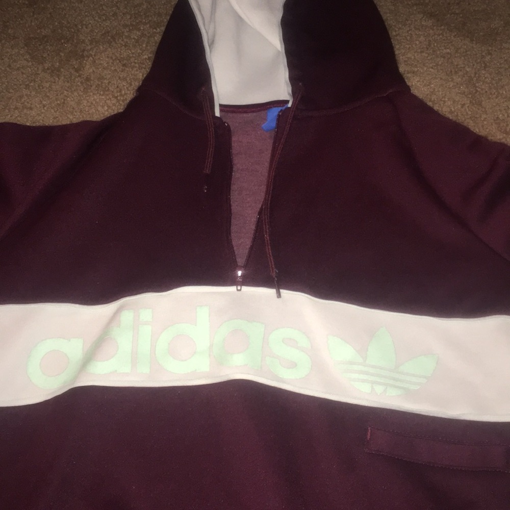 Adidas quarter zip hoodie with mint lettering